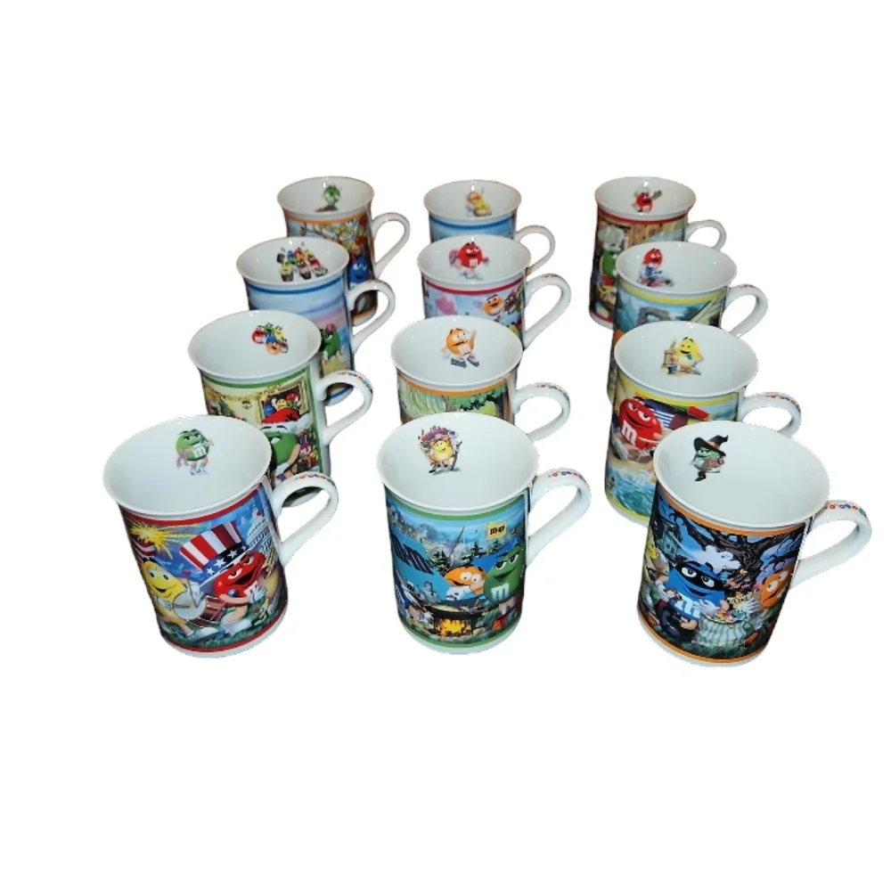 12PC Danbury Mint M&M's Porcelain Collector Mugs Complete Set - Picture 1 of 9